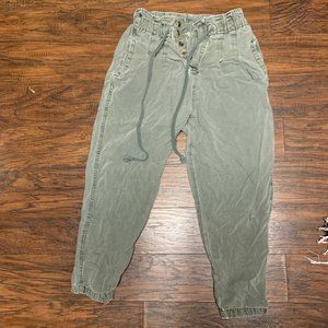 Army Green Small Free People Paper Bag Pants